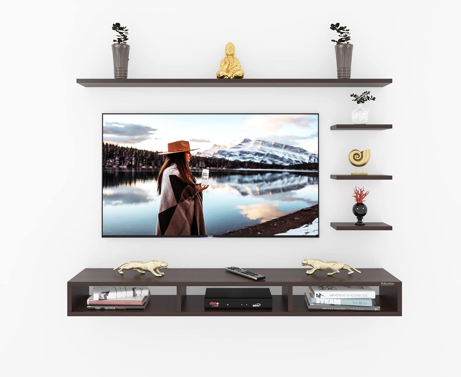 Odestar Kiera Engineered Wood Wall Mount TV Entertainment Unit/with Set Top Box Stand – Wenge/Brown (Ideal up to 32 to 43″) Tv Screen Odestar Kiera Engineered Wood Wall Mount TV Entertainment Unit/with Set Top Box Stand – Wenge/Brown (Ideal up to 32 to 43″) Tv Screen