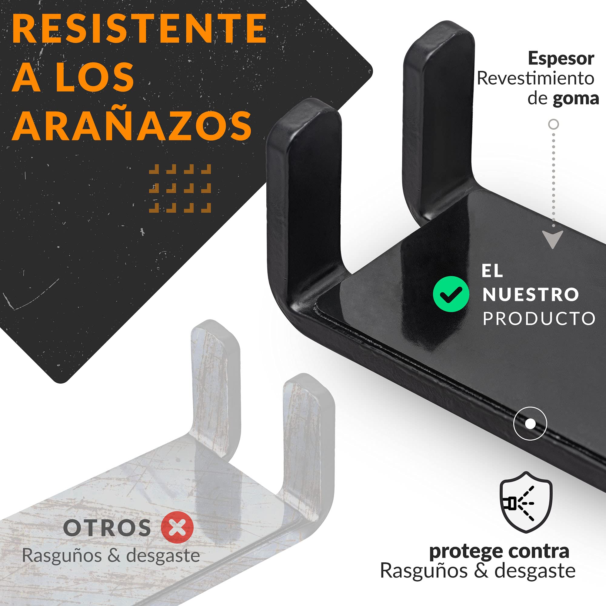 Upgrade4cars Soporte Bicicletas Pared Pedal | Colgador Bici Horizontal Negro | Soportes para Colgador Bicicleta | Accesorios Bicis