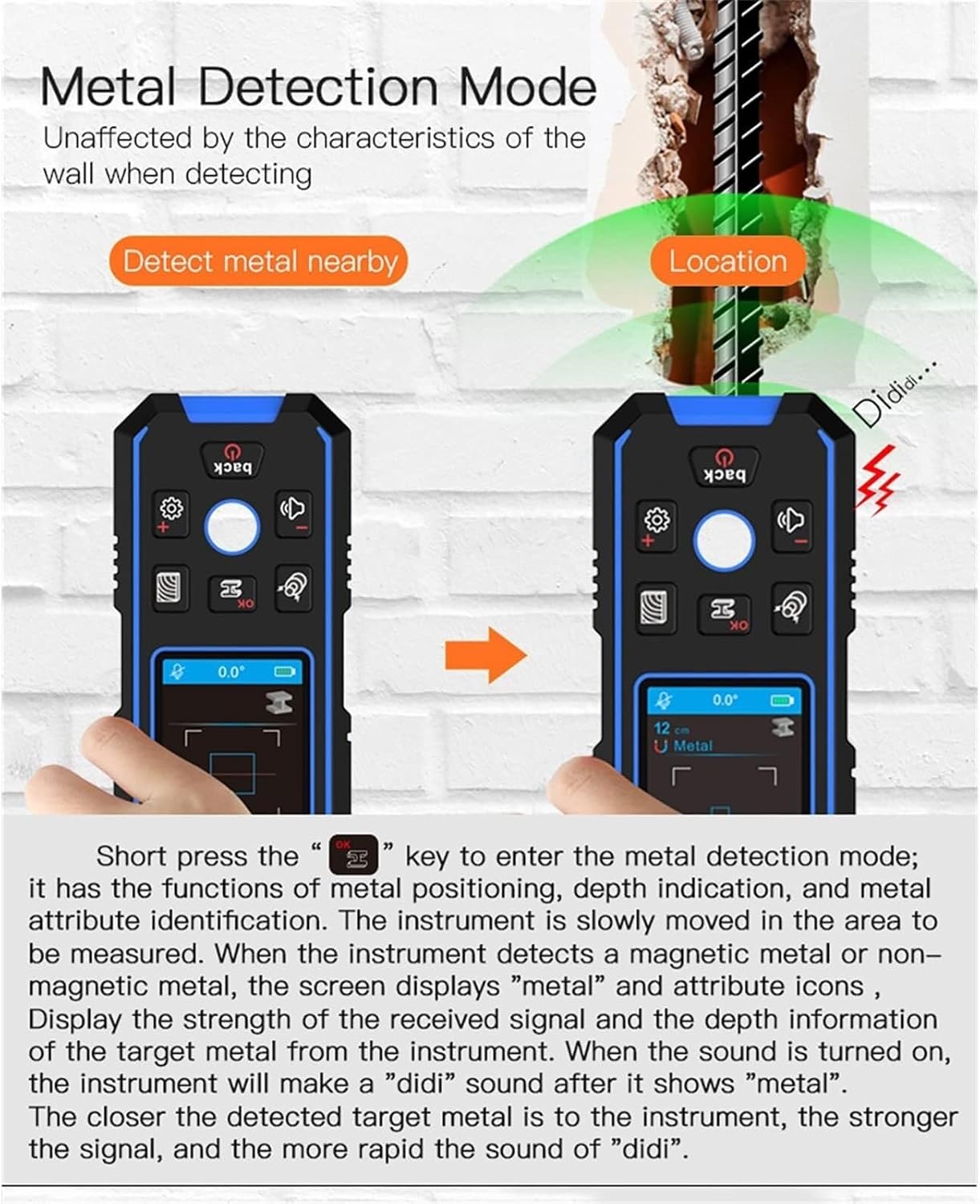 Wall Scanner, LCD HD Digital Wall Metal Detector AC Wood Stud Finder Cable Wire Depth Tracker, Detect Live Wires Hidden in Walls, Ceilings, Ribs and Groove Locations Under Wood