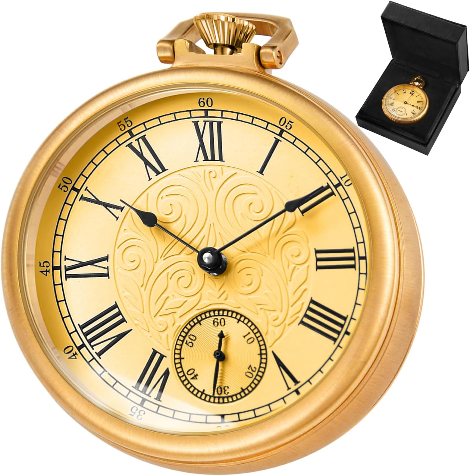 Resistance Full Steel Pocket Watch Mechanical Hand Wind Antique Clock Honed Stainless Original with Chain & Box