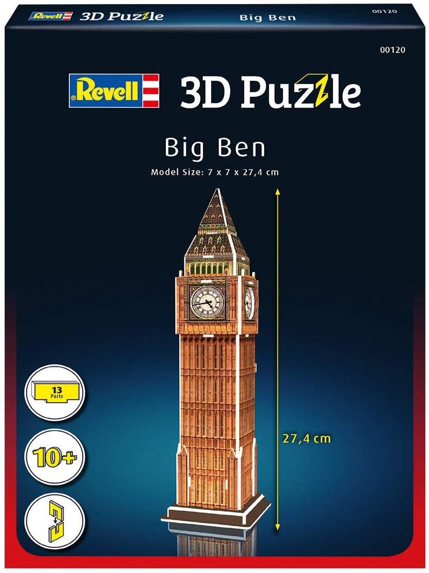 Revell 3D Puzzle 00120 Big Ben 13 Pieces, Highly Detailed, Over 27cm in Height, Fun & Easy to Build