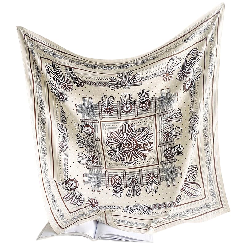 Image of Printed Poly Silken feel Scarf Stole for Women | Stylish, Soft, & Lightweight | Satin Feel Neck Scarf, Hair Scarf, Head Scarf for Women | Square Silk Stole for Handbag