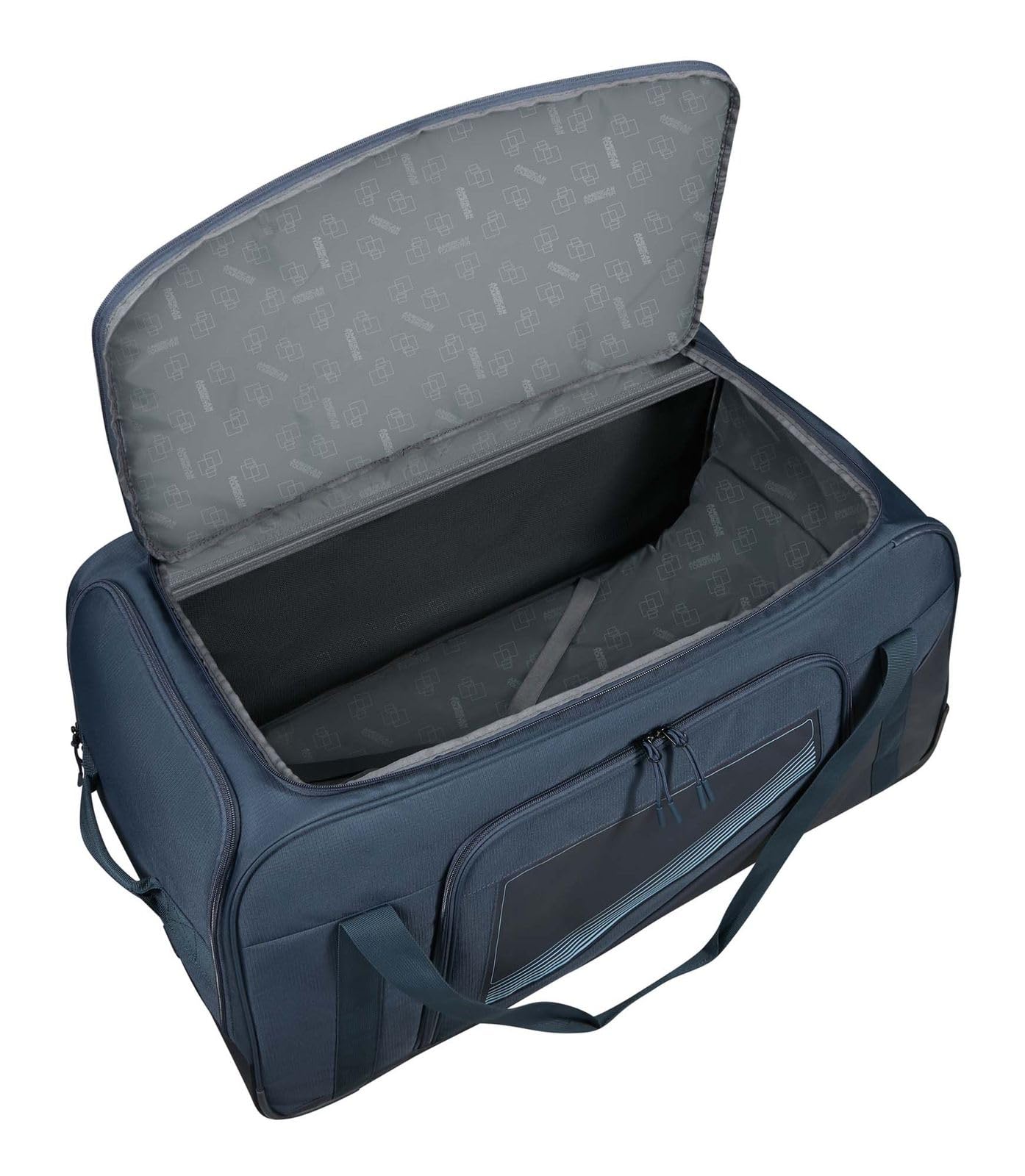 American Tourister City Racer - Borsone con Ruote 77 cm, 129 L - Ampio Spazio & Scomparto Scarpe Separato - Idrorepellente, Manici Multipli, Resistente - Blu (Navy)