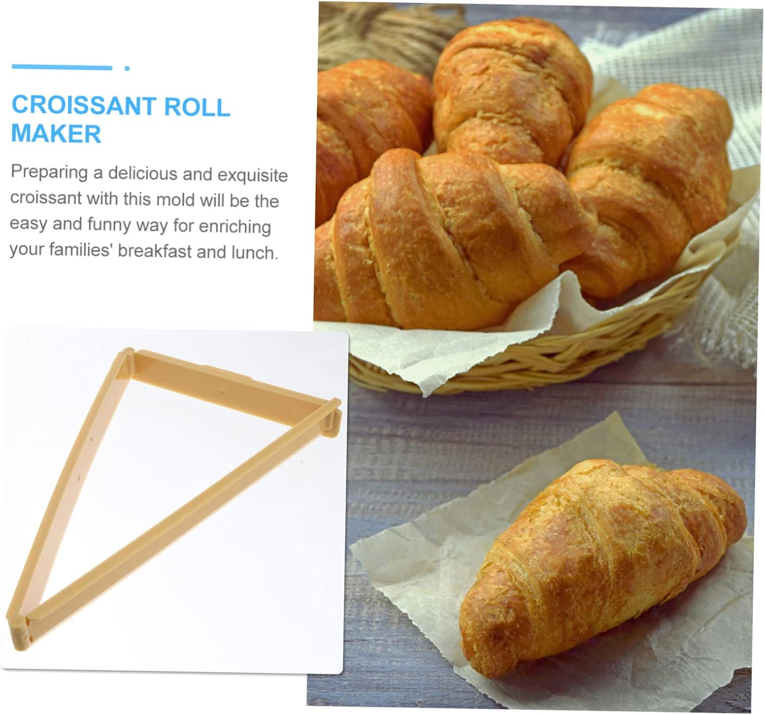 Khaki Croissant Cutter Mold, Plastic Roll Maker for Baking Pastry Dough