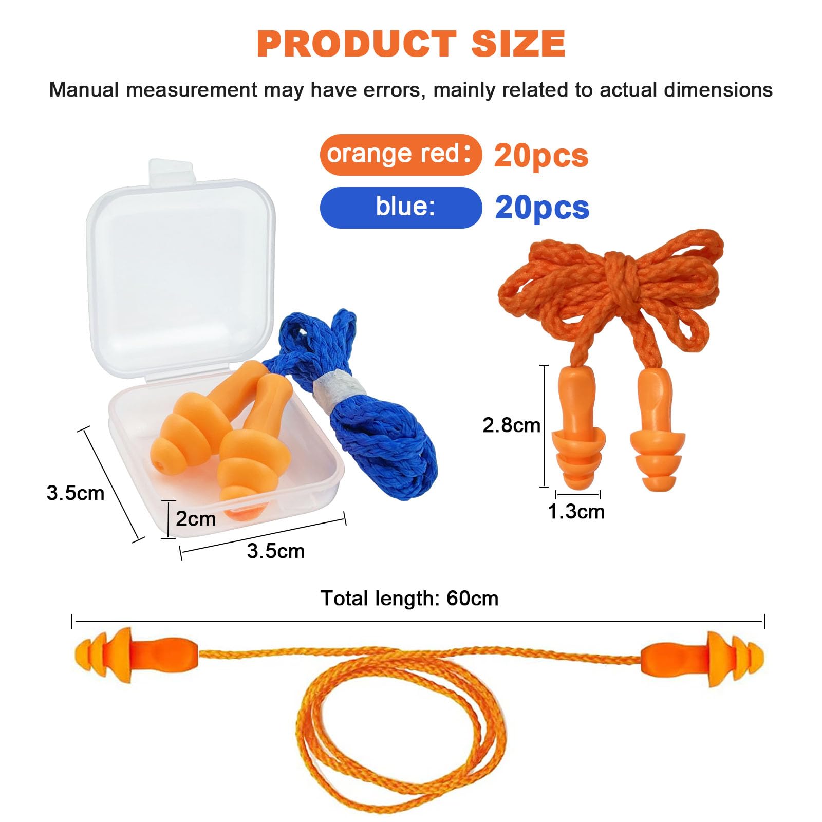 Retoo SNR - Tappi per orecchie da 32 dB con cordino da 60 cm per protezione dell'udito, morbidi e riutilizzabili, in silicone con cordino per riduzione del rumore, musicisti, dormire, club