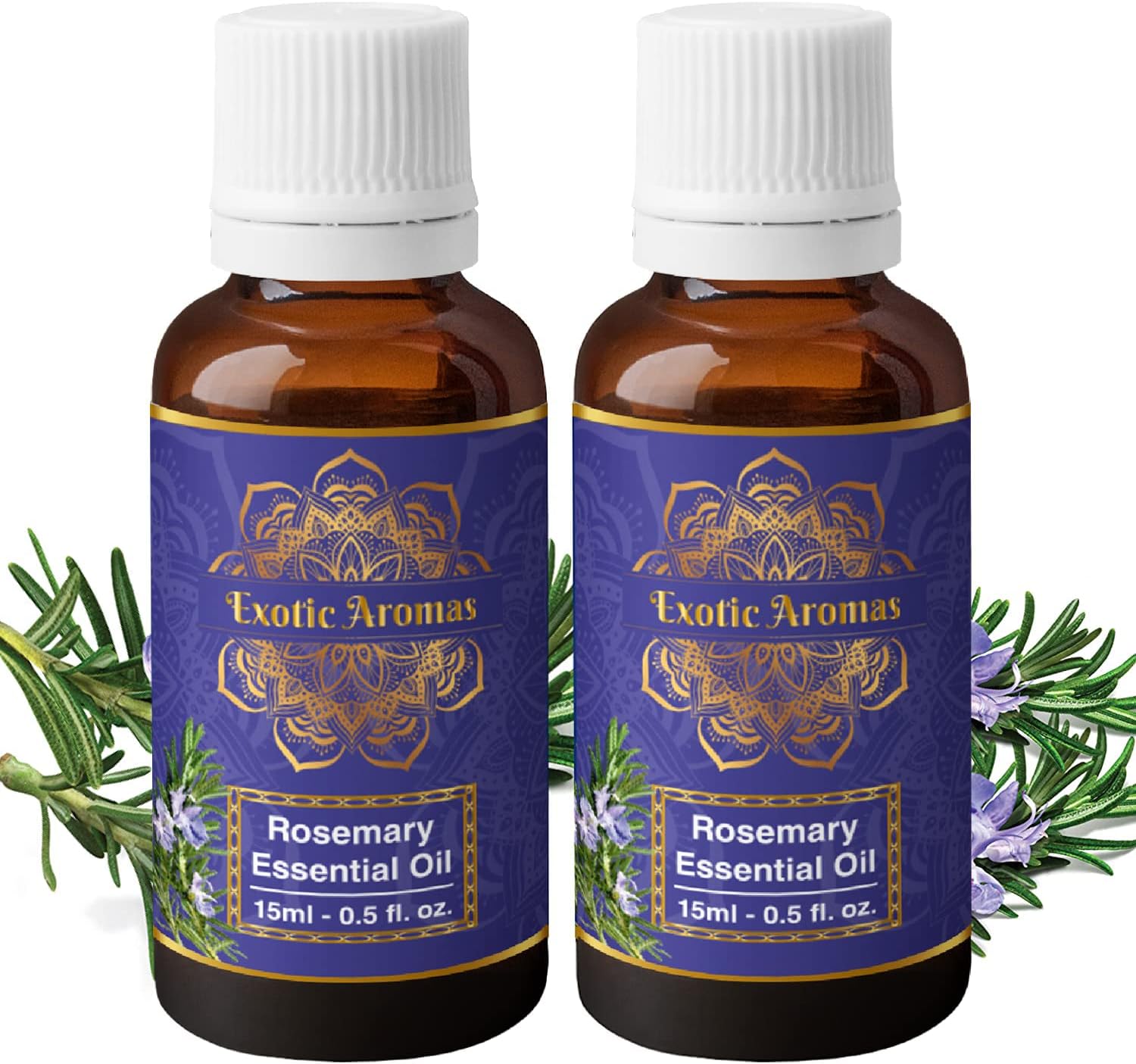 Exotic Aromas Rosemary Essential Oil for Hair Growth, for Hair Fall Control and Nourishment,Strengthens Hair & Balances Scalp (15 Ml+15 Ml) Pack of 2