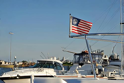 Miniatura 10 de Bandera de barco, bandera de yate, banderas, banderas náuticas marinas de 12 x 18 pulgadas, estrellas bordadas