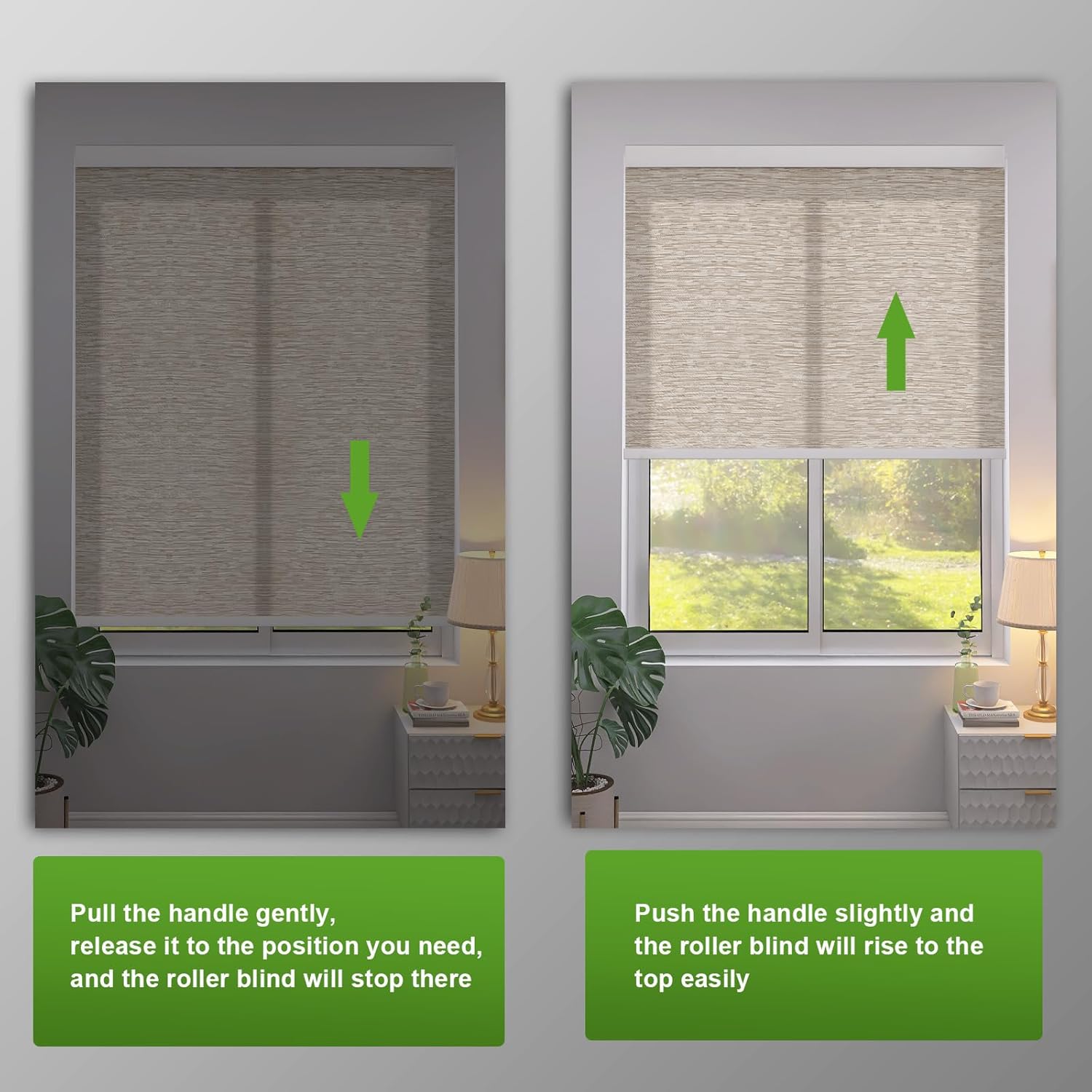 ZSTARR Custom Cordless Shades,Blackout Blinds, Waterproof Rolling Shutter, Suitable for Windows, Family Children's Rooms and Offices 20-90 Inches Wide (3862)