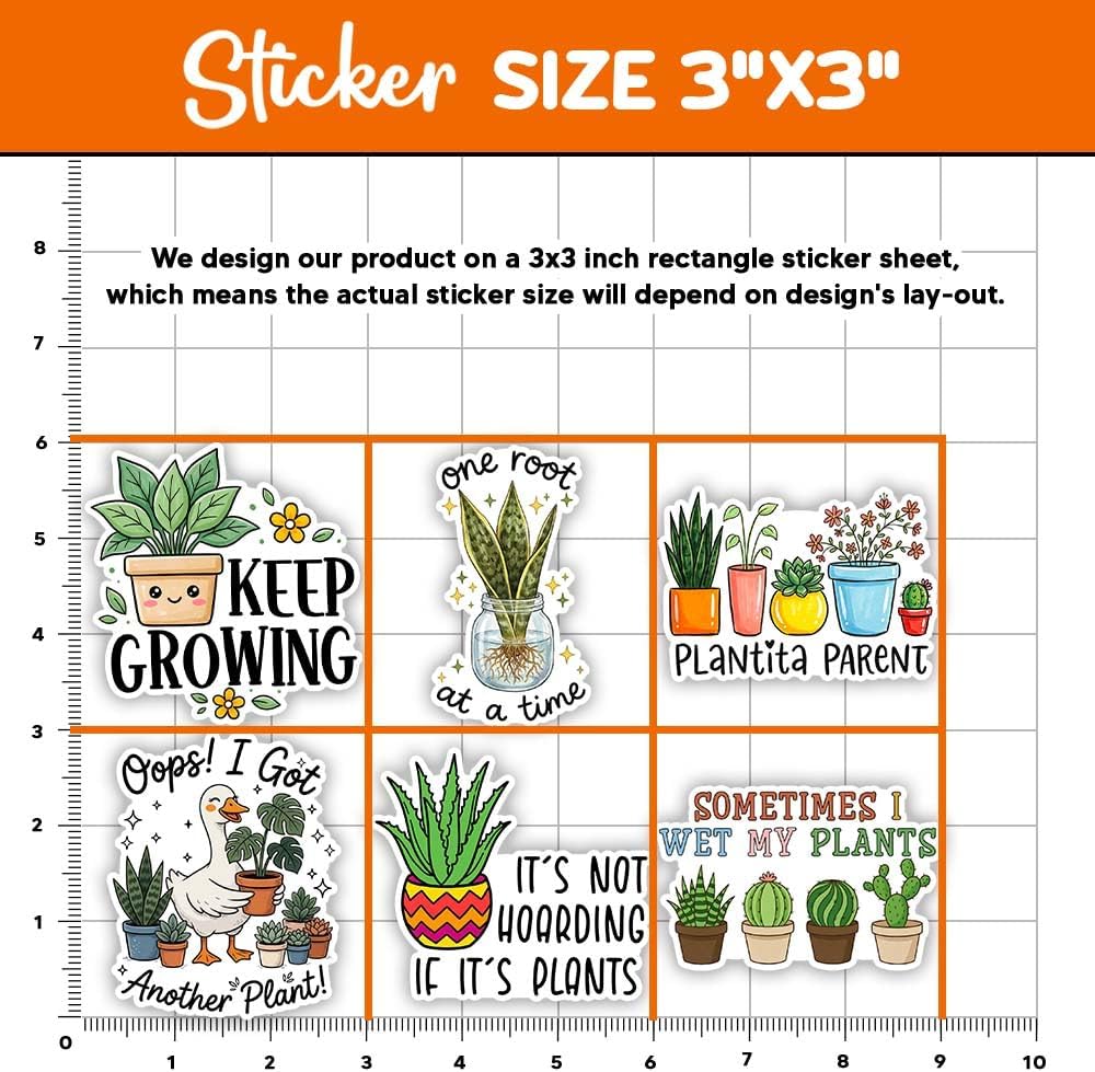 MAIANEY (3in) Cute Plant Stickers Pack 15Pcs, Funny Gardening Vinyl Decals for Water Bottle Laptop Journal Phone Case Scrapbook, Waterproof UV Resistant Botanical Stickers for Gardeners image 4