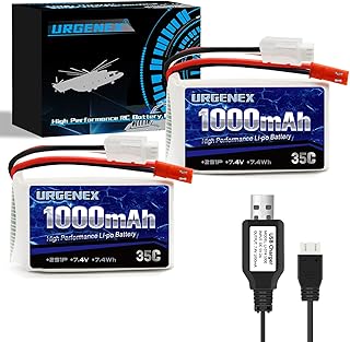 URGENEX 2S Lipo Akku 7,4V LiPo mit JST-Stecker, RC Lipo Batterien 35C 1000mAh Lipo-Batterien für WLtoys RC Cars A949 A959 ...