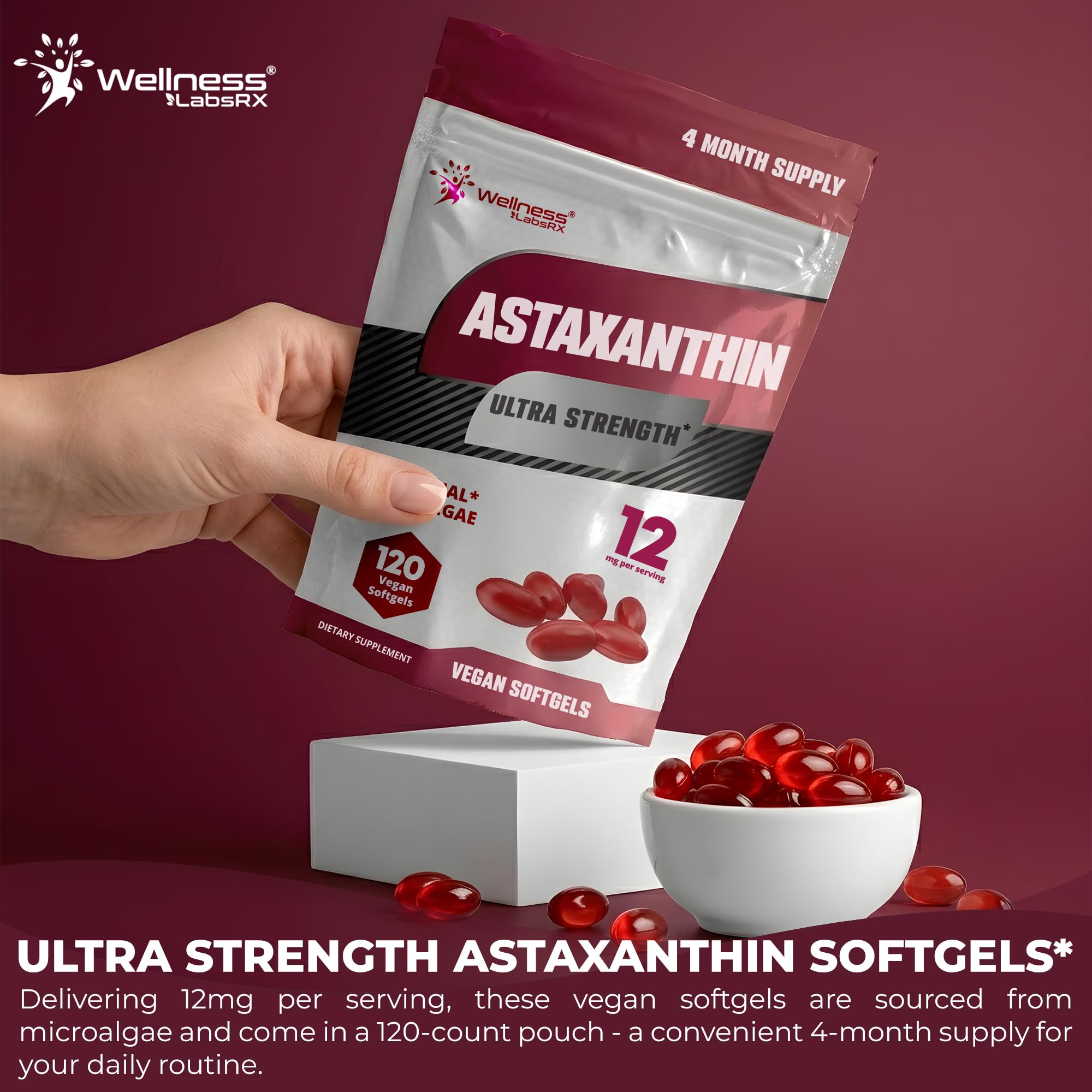 Astaxanthin 12mg, 120 Softgels, 4 Month Supply Axanthanin Supplement — Amazon image 3