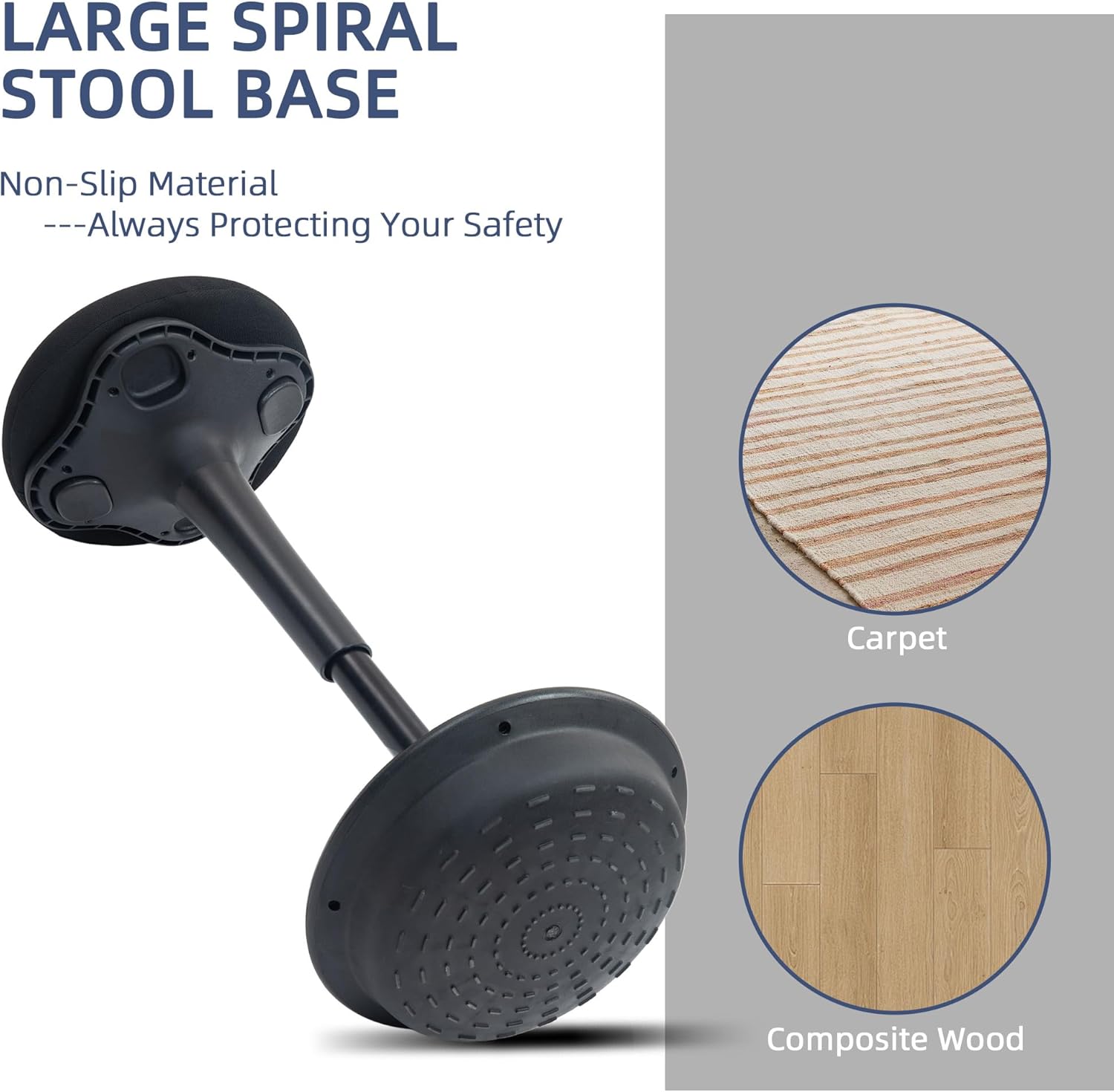 Pasi view of the wobble stool base with anti-slip material