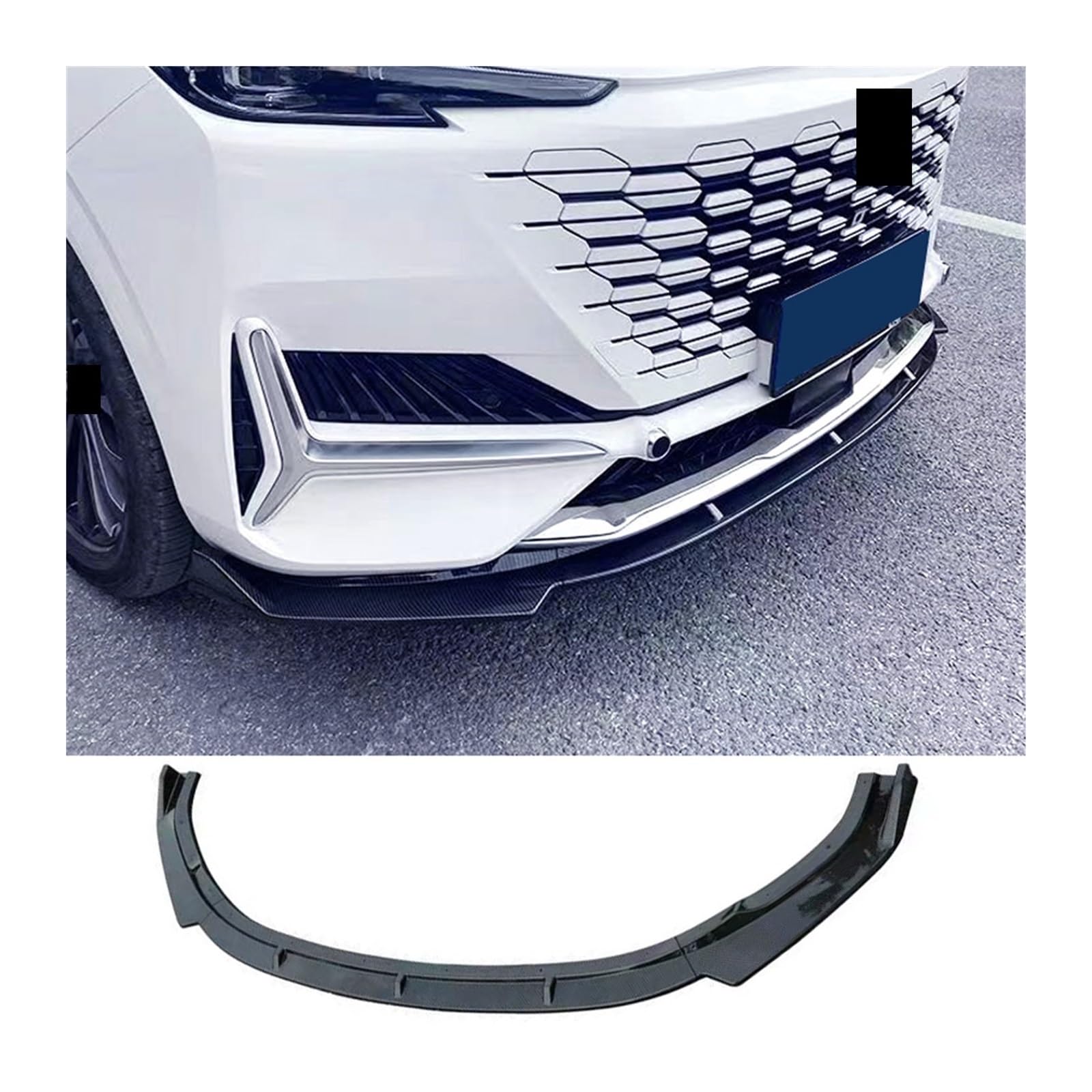 Xuanqingyi Store Frontschürzen Lippe kompatibel mit CHANGAN kompatibel mit Uni-K Splitter Carbon Paint Body Kit kompatibel mit UNIK 2021 2023 Stoßstangenspoiler-Zubehör(Matt Black)