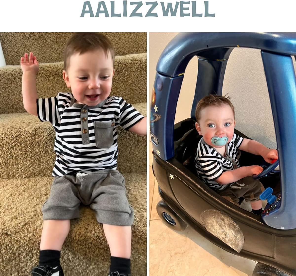 Miniatura 3 de Aalizzwell Camiseta de verano para bebés recién nacidos, pantalones cortos Harem