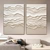 Abstract Ocean Waves Canvas Wall Art Beige Textured Painting Cream and White Pictures