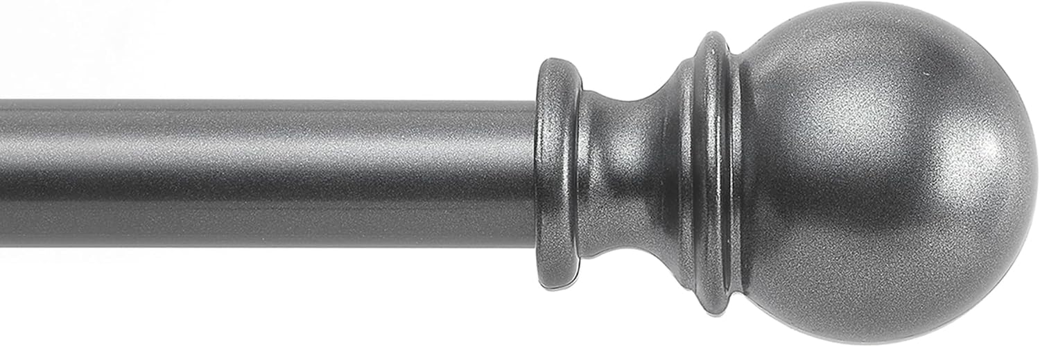 1 Inch Grey Curtain Rods for Windows 144 to 168 Inch - Adjustable Drapery Rods with Exquisite Finial for Living Room, Bedroom, Kitchen, Outdoor Patio (Grey,32-168") 32-168" Grey