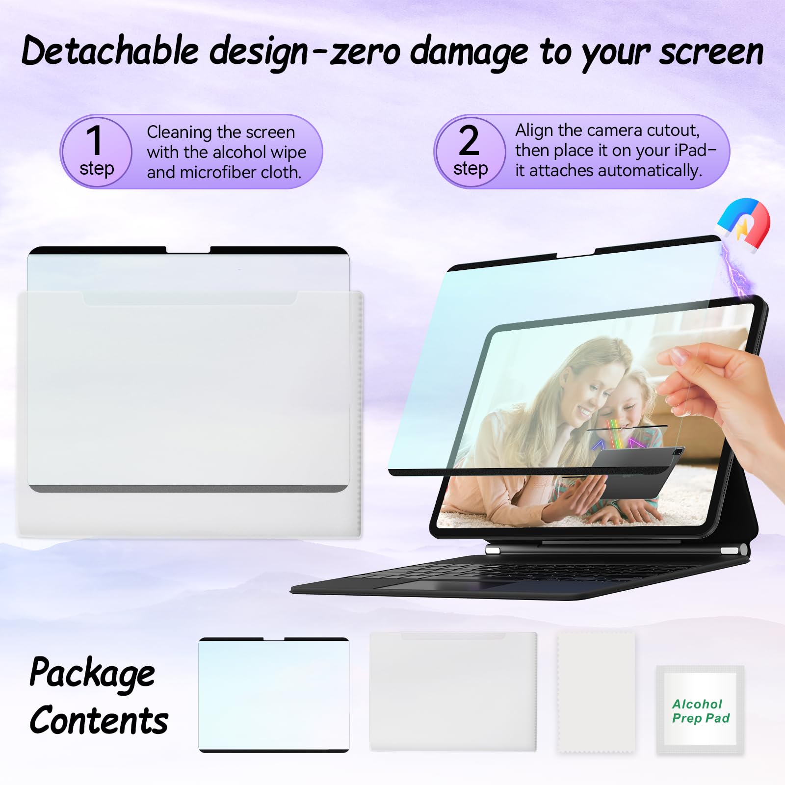 IPROKKO Protection d'écran magnétique pour iPad Pro 11" M5/M4 Lumière bleue