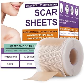 Silicone Scar Sheets, Medical Grade Silicone Scar Tape for Surgical, Hypertrophic, Keloid, C-Section, Burn, Old & New Scars, Reusable Professional Scars Removal Sheets (1.6"X 59" Roll-1.5M)