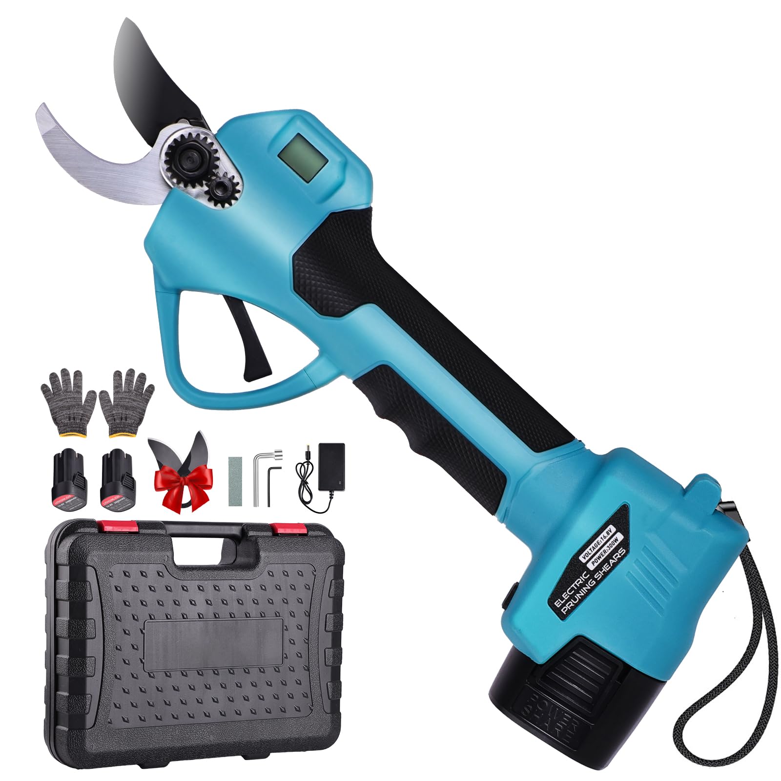 Tijeras de podar bateria - Tijeras de Podar Eléctricas Compactas y Ligeras con 2 Baterías 2000mAh con Cuchillas SK7 de Alta, Pantalla LCD, Tijeras de podar bateria para Olivos Viñedos Jardines Árboles