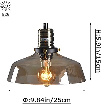 Amazon.co.jp : Venus ガラス ブラウン ランプシェード ペンダント