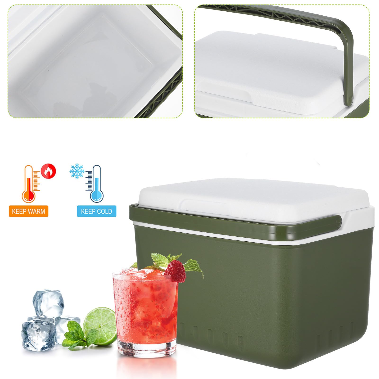 Mini Frigorifero Portatile 6l con Maniglia, Borsa Termica Rigida Isolata per Campeggio, Picnic e Viaggi in Auto, Contenitore Termico per Alimenti da Esterno, Scatola Refrigerante