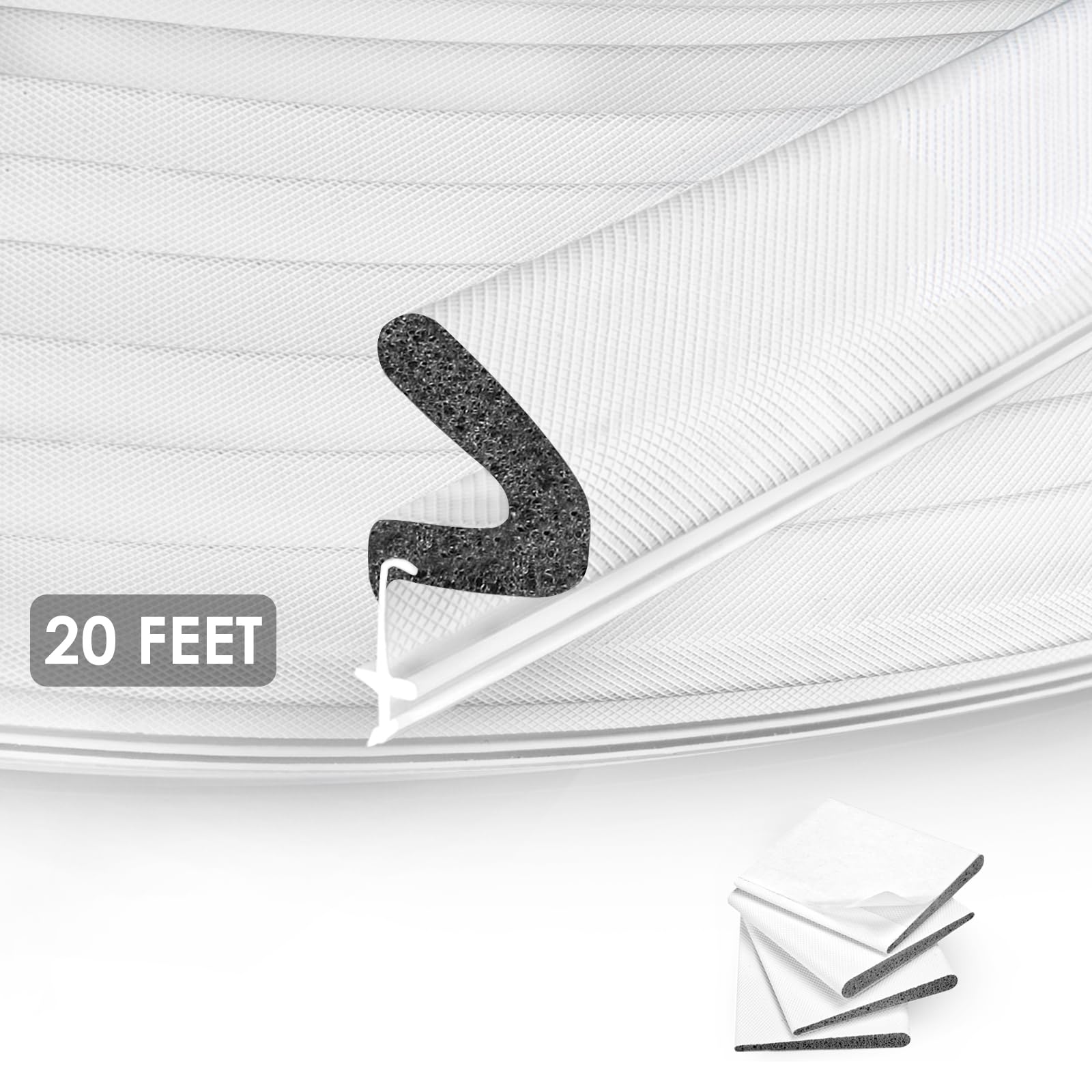 OTIIALOT Kerf Weather Stripping Door Seal for Large Gap（20Feet,White)