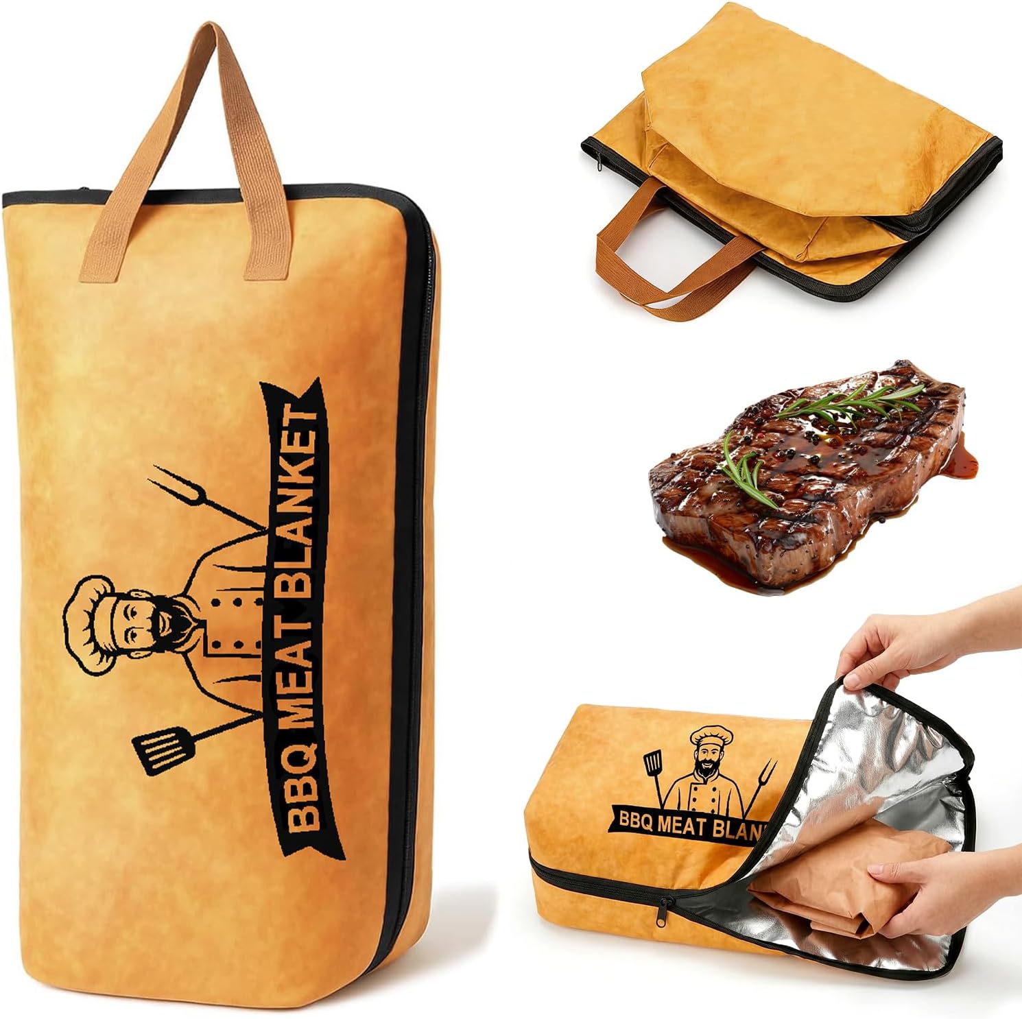Tiiyee BBQ Blanket for Resting Meat, Insulated Barbeque Rest Bag, Brisket Smoker Resting Bag with Wide Mouth BBQ Accessories for Grilling Pulled Pork, Turkey, Chicken, Outdoor Activities Men Gift