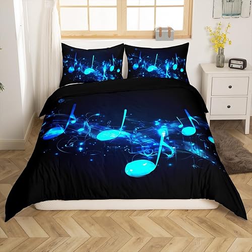 Miniatura 10 de Erosebridal Juego de ropa de cama de trompeta con música y pintura al óleo, funda de edredón clásica abstracta de tuba, funda de edredón de