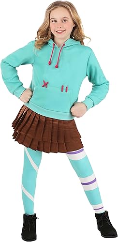 Disfraz de Disney Wreck-It Ralph Vanellope para niños, sudadera con capucha Vanellope von Schweetz, falda y leggings para cosplay