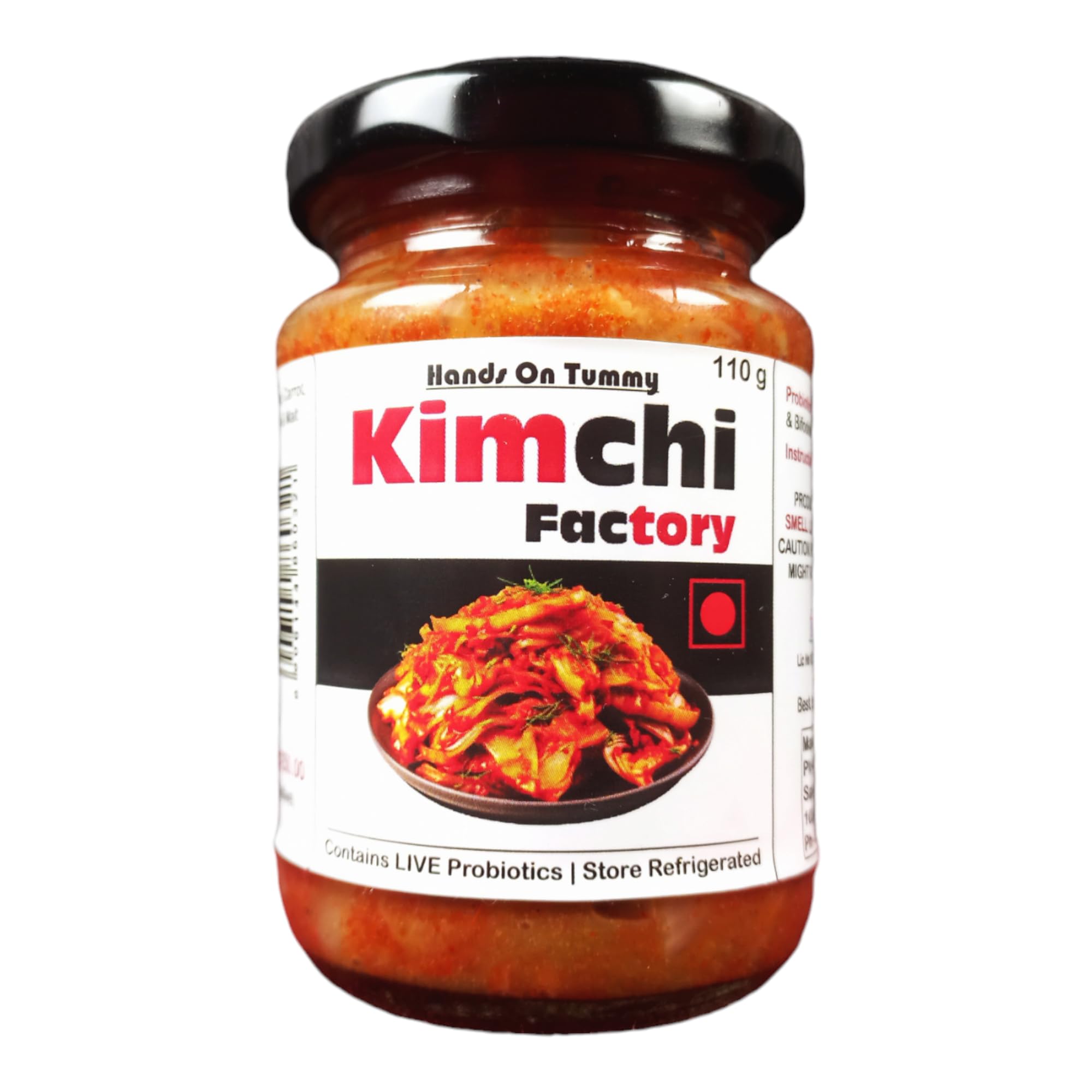 Kimchi Factory - Red Kimchi (Non Veg - Chicken) - Spicy Korean (Probiotic + Prebiotic) Pickle For Gut Health - Hands On Tummy (Small - 110 G)