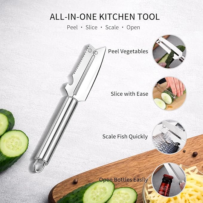 Set Cuchillos Cocina 3 Piezas Acero Inoxidable con Pelador miniatura 6