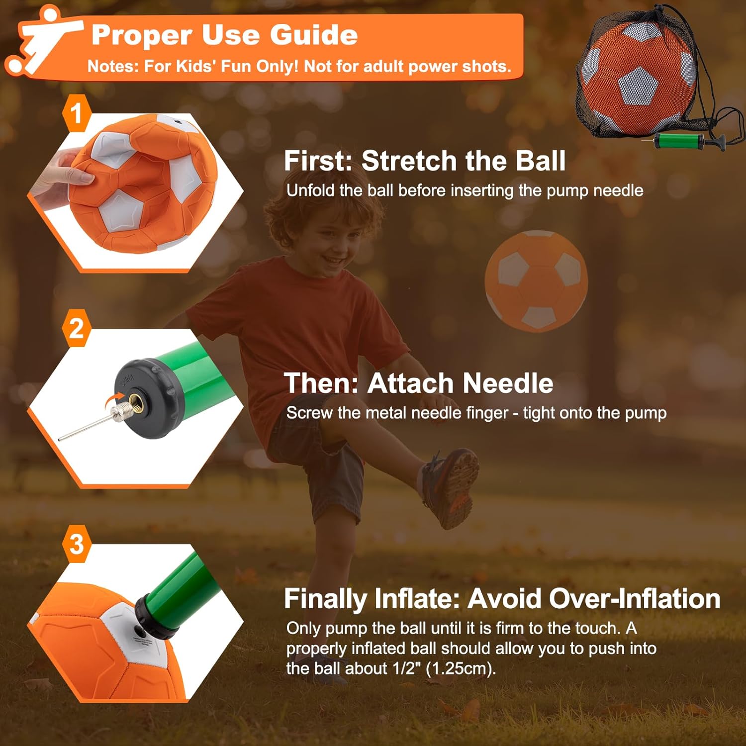 Outdoor Toys for Kids Size 4 Curve Soccer Ball for Ages 3-12, Soft Toddler Swerve Balls with Pump & Mesh Bag, Outside Indoor Sport Toy for Boy Girl Gift, Beginner Football for Yard Lawn Game Activity