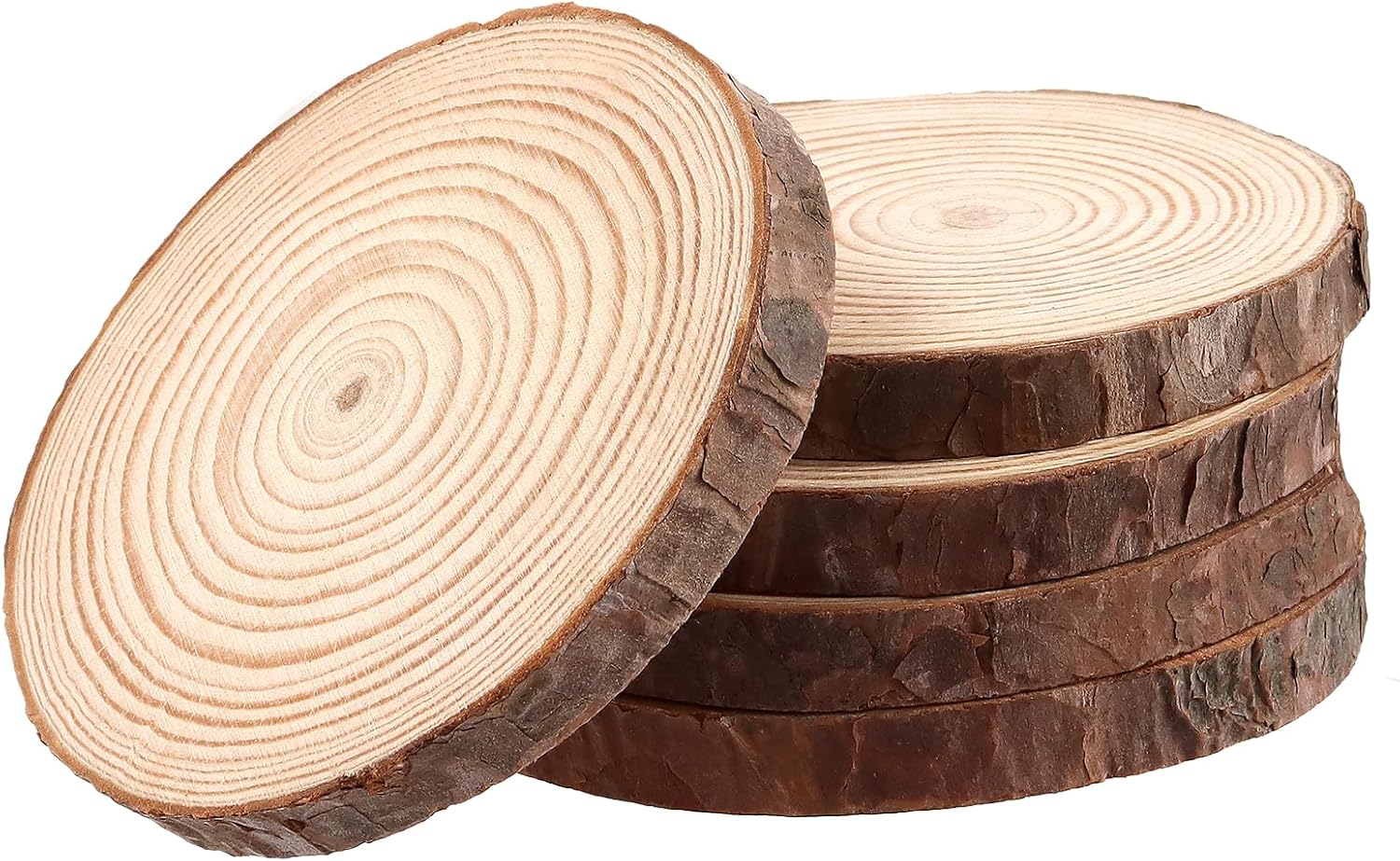 SOUJAP 60pcs 3.5-4 Inch Natural Wood Slice, 9-10cm Unfinished Wooden Slices, Log Discs Circles for DIY Arts, Crafts