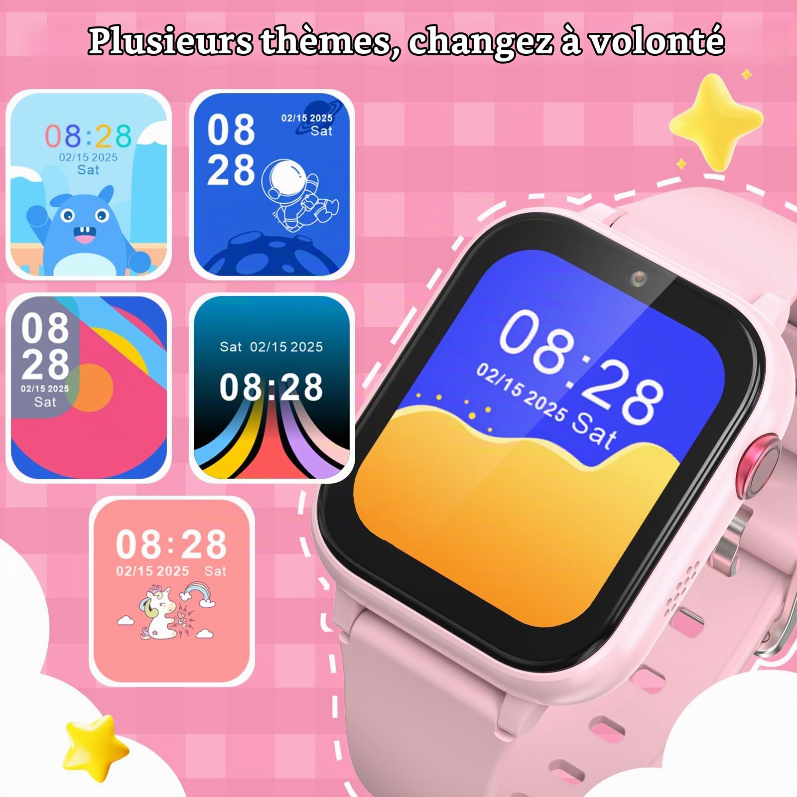 Montre connectée 4G pour Enfants avec Fonction d'appel Vocal, Montre-téléphone, Montre pour Enfants avec Appareil Photo Jeux réveil écran Tactile Fonction Appel étanche IPX7
