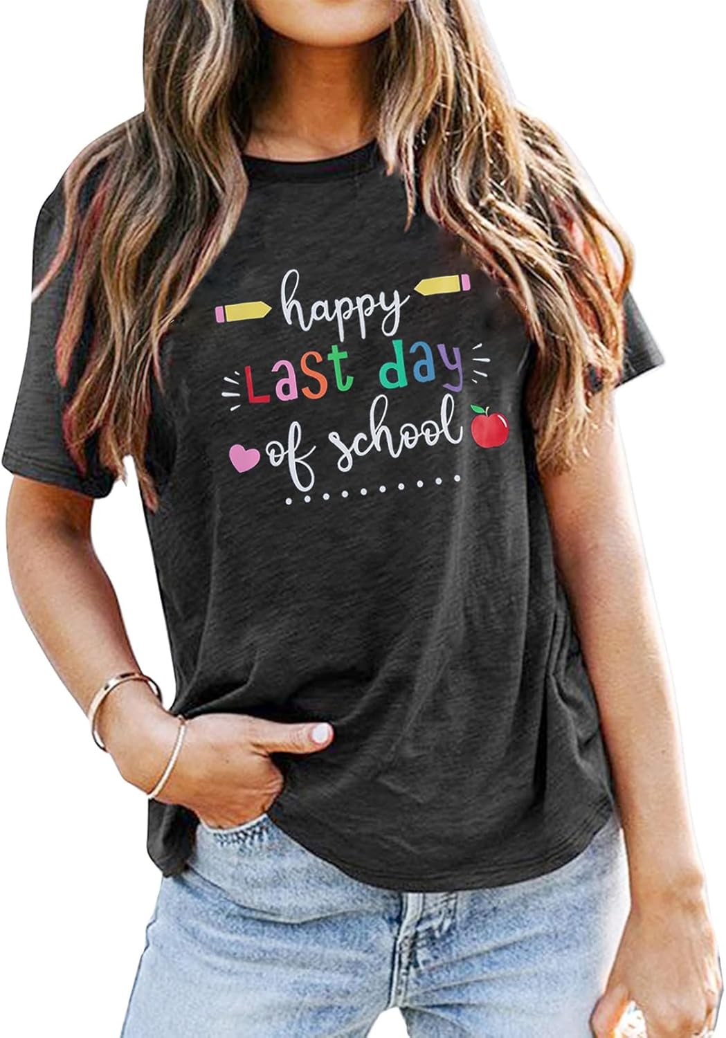 Last Day of School Teacher Shirt Women Class Dismissed Teacher Shirts School's Out for Summer Tee Graduation Gifts Top