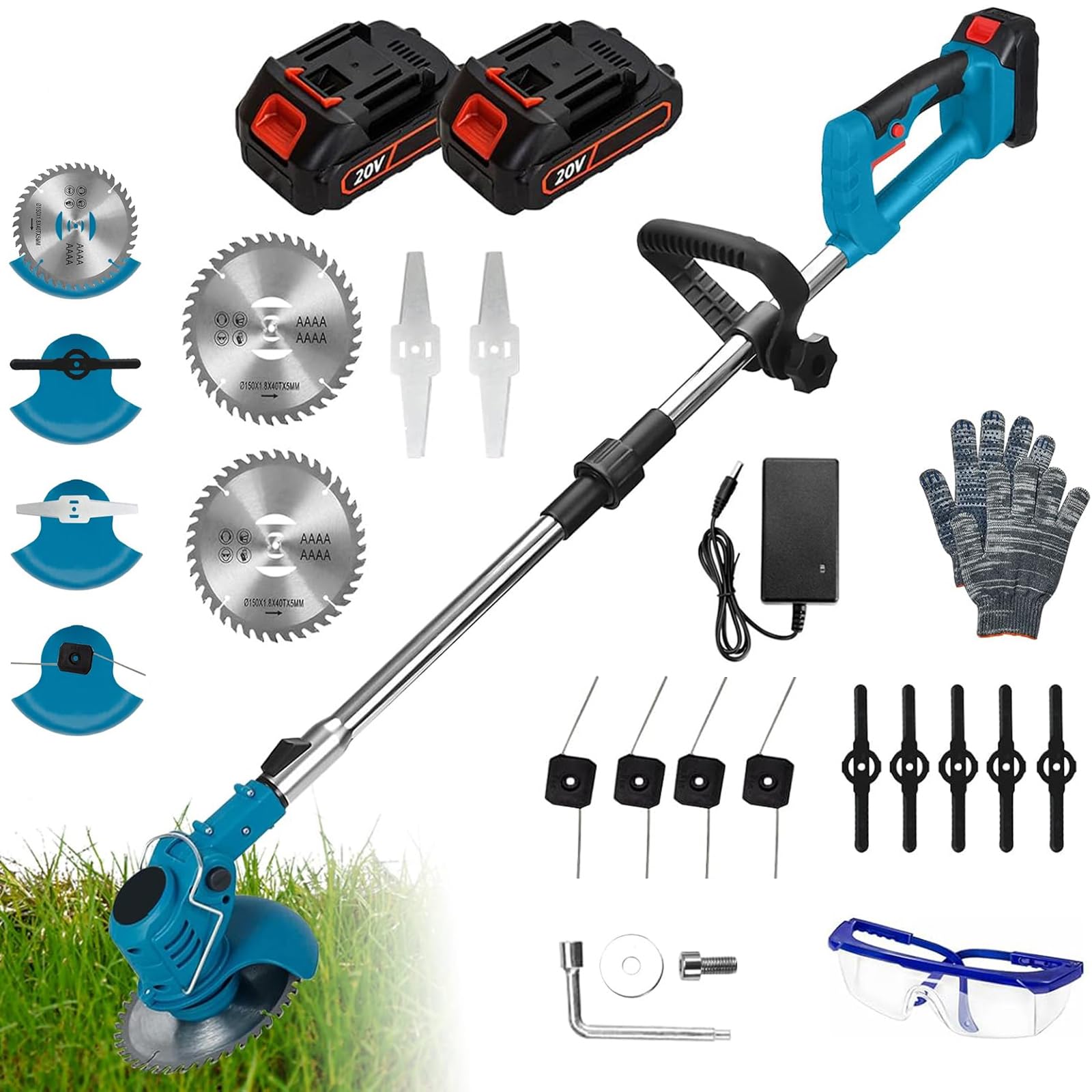 Decespugliatore A Batteria OQJUH 21V - Tagliabordi Con Lama Regolabile E Maniglia Telescopica