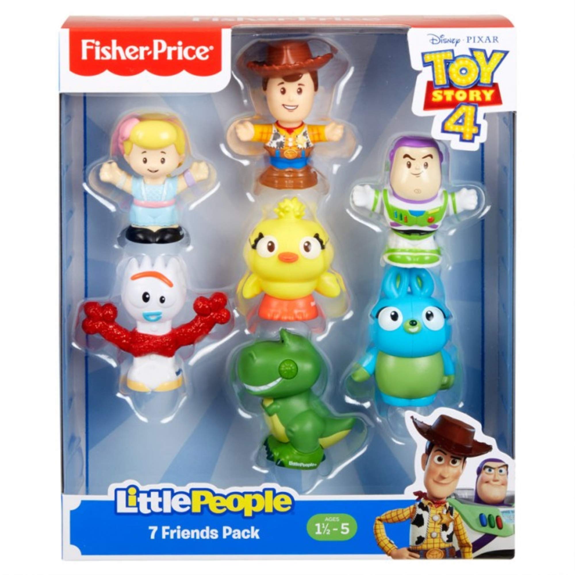 Fisher-Price Little People Toddler Toy Disney Toy Story 7 Friends Figure Set with Woody & Buzz Lightyear for Pretend Play Ages 18+ Months