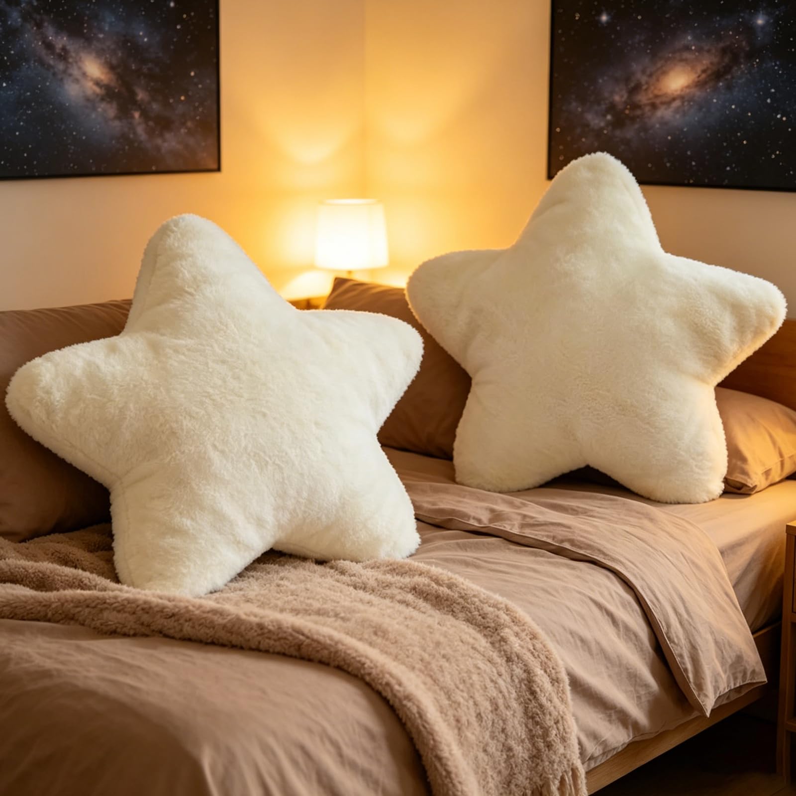 KFSCIP 2 Pcs Plush Star Pillow, Decorative Star Shaped Pillow for Bedroom Decor, Decorative Cushions for Sofa and Bed, Decorative Pillows, Star Cushion Throw Pillow, 30 Cm White