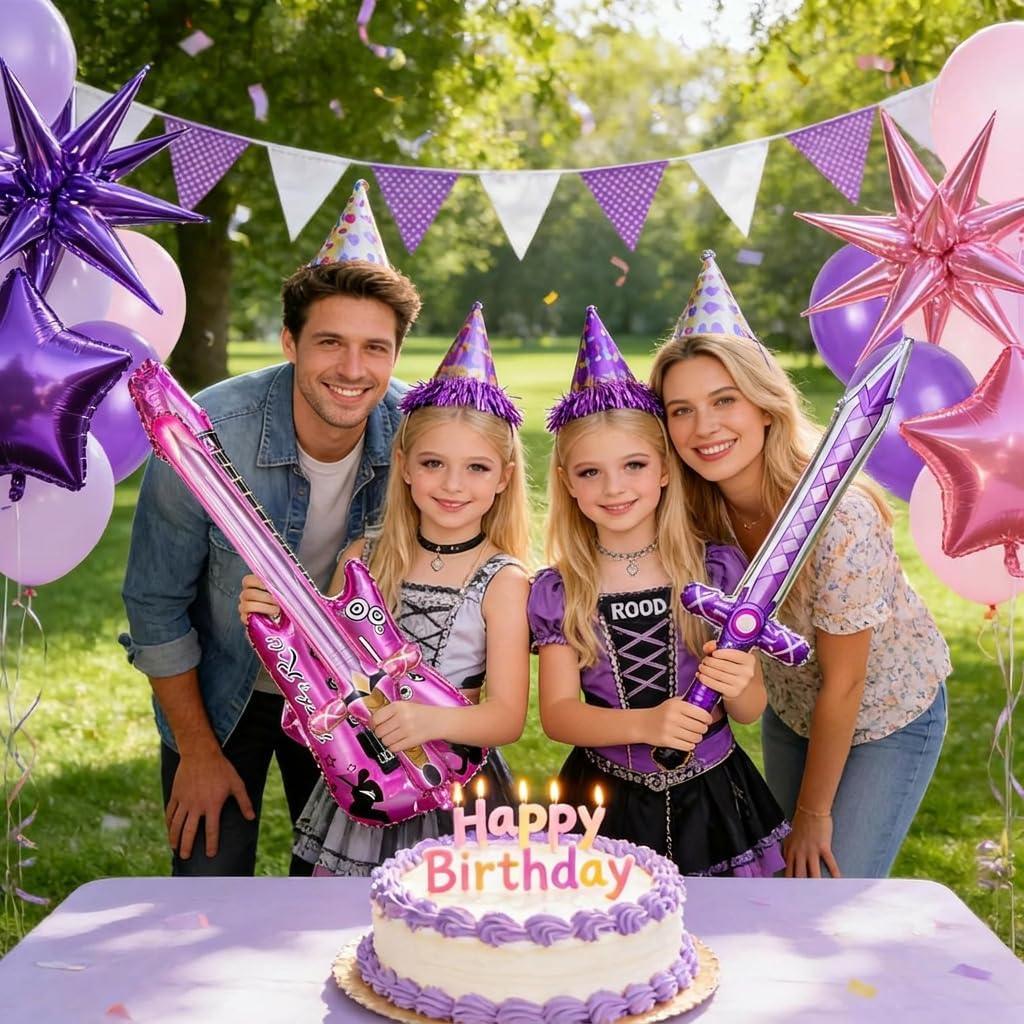 9Pcs Kpop Balloons Purple Pink Set - Music Themed Party Decorations for Birthday, Concert, Photo Backdrop, K Pop Birthday Decorations image 4