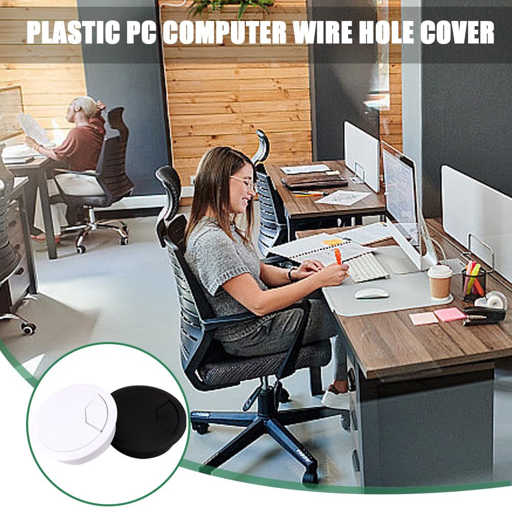 4 Pezzi di Copertura Del foro del Cavo Della Scrivania in Plastica PC Computer Wire Hole Cover Desktop Cable Grommet Round Wire Organizer Caps per la Gestione Home Office (50mm)