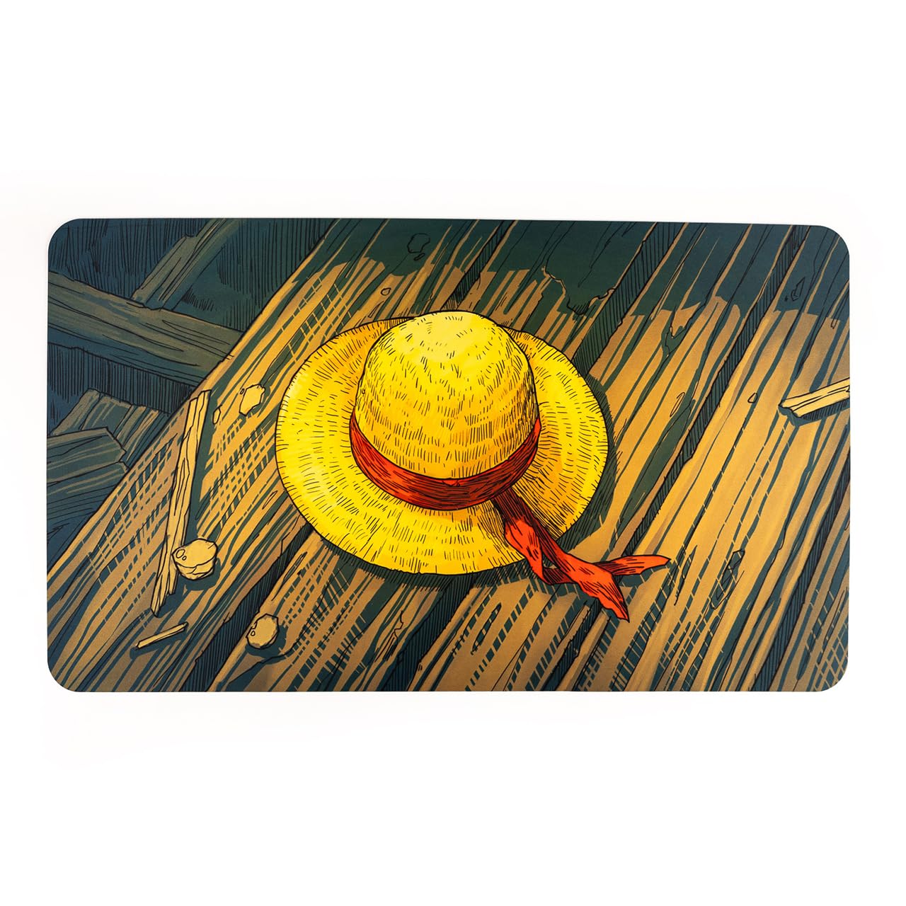 Straw Hat - 24" x 14" / 61 x 35.5 cm - Rubber Mat for Card Games, Compatible with One Piece, No Grid