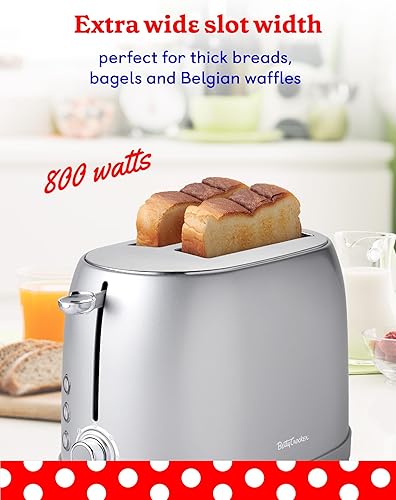 Miniatura 2 de Betty Crocker Tostadora multifunción de 2 rebanadas, tostadora de 2 rebanadas con ranuras extra anchas para pan grueso, bagel y gofre, dial de
