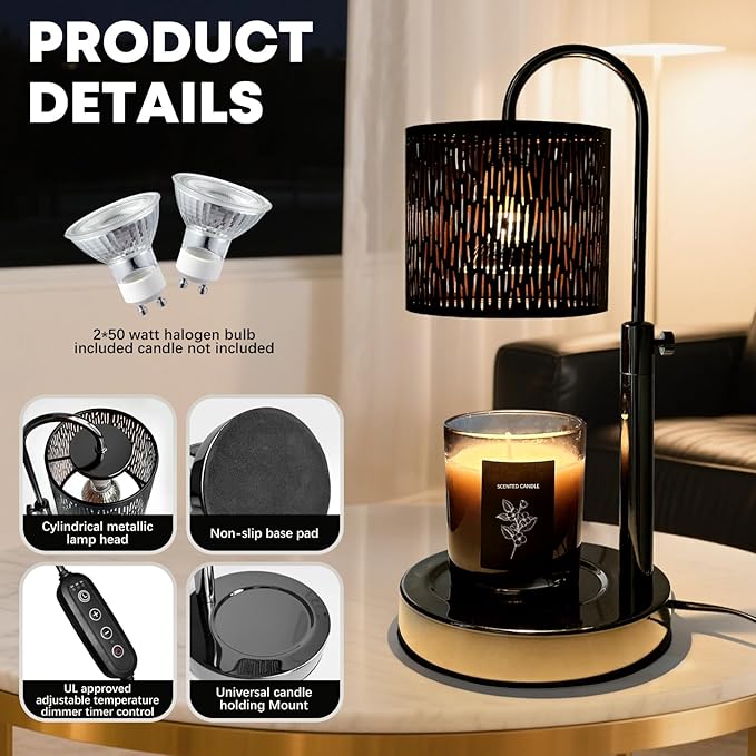 Lámpara Calentadora de Velas con Temporizador y Dimer, Decoración Hogar miniatura 3