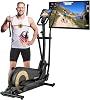 Skandika Carbon Cross Trainer P24-RG Elliptical Trainer Quiet without Power with Generator 16 Resistance Levels up to 150 kg Computer-Controlled Electronic Resistance Ellipse Cross Trainer for Home