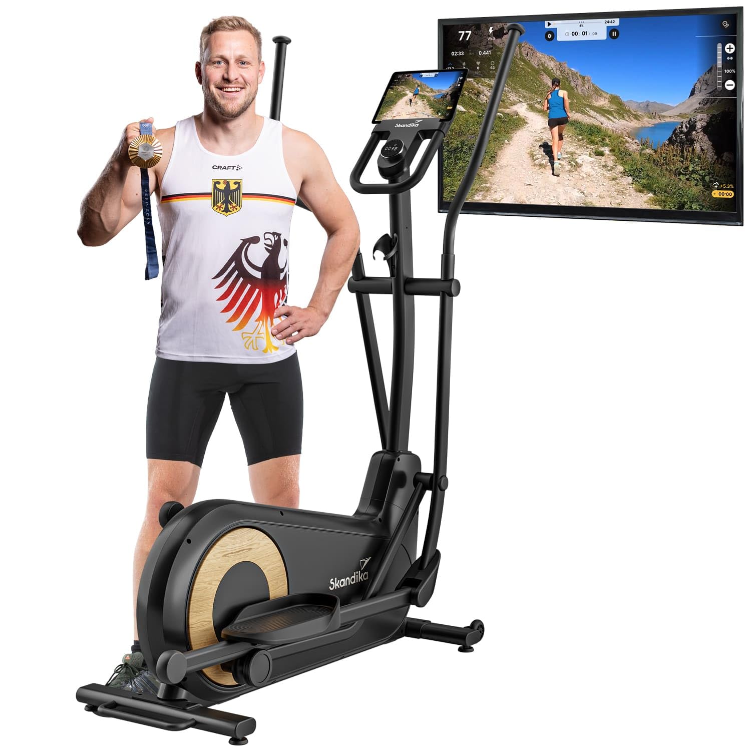 Skandika Crosstrainer Carbon P24-RG – Ellipsentrainer mit Generator, für Zuhause