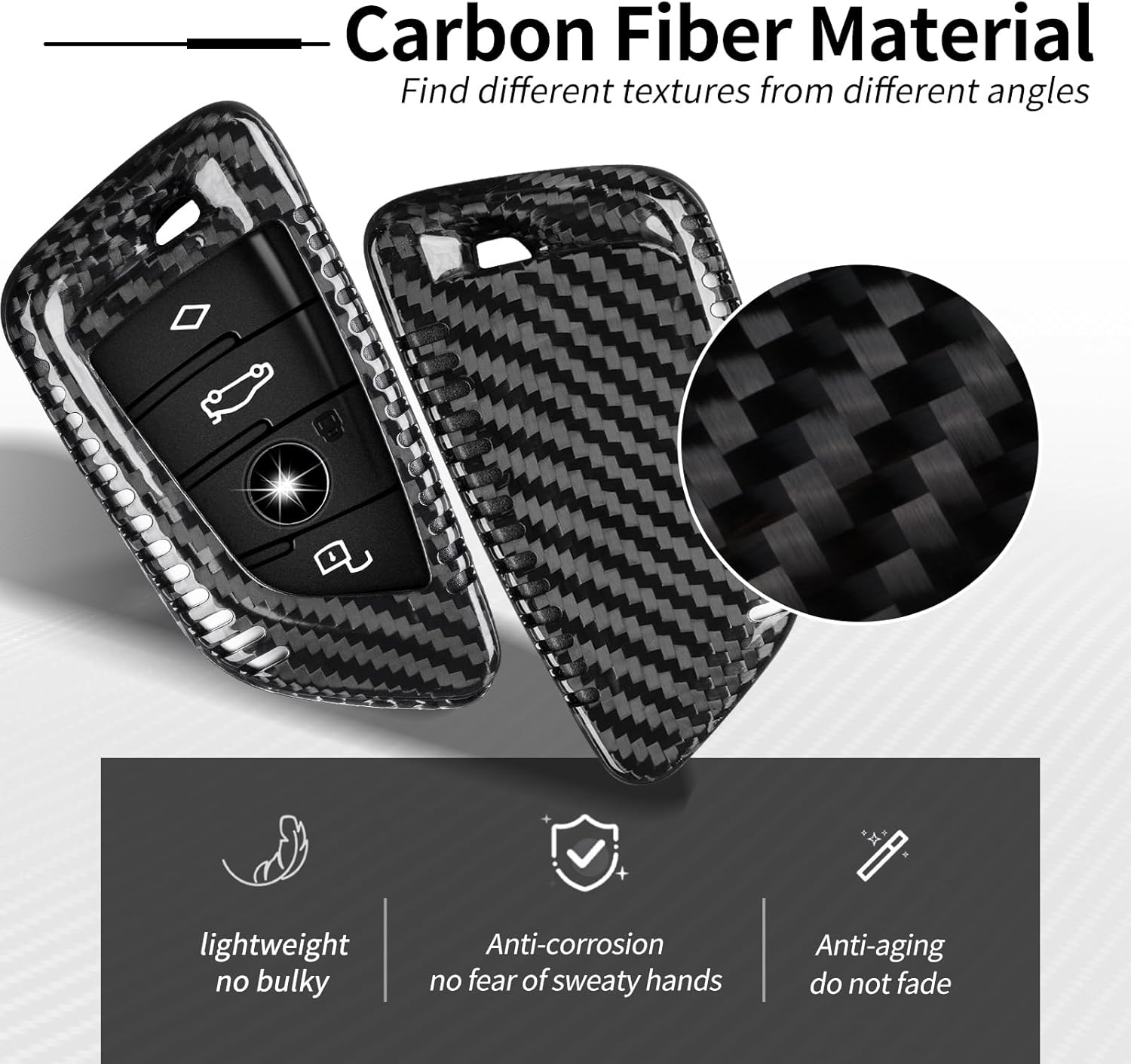 T-carbon Key Fob Cover Compatible with BMW Carbon Fiber Key Fob Case Protector Compatible with BMW 2 Series 4 Series i4 M2 X4M 2023 2024 2025 Keyless Entry Shell(Red)
