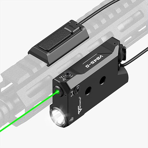 VOTATU V845 Combo de láser/luz verde compatible con riel M-LOK Picatinny, linterna LED de 2000 lúmenes y mira láser con interruptor de presión