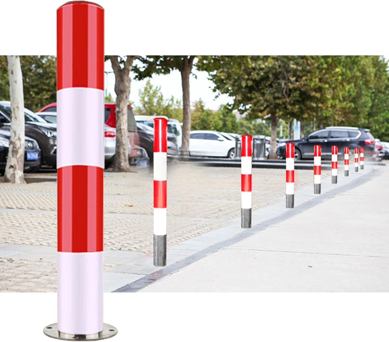 JYBNBBE Driveway Barrier Traffic Barricade Reflective Bollards for Driveway, Floor Mounted Traffic Delineator Posts Cones for Traffic-Sensitive Area or Garage Bollard, Parking Ba,4pck-75cm/29.5in