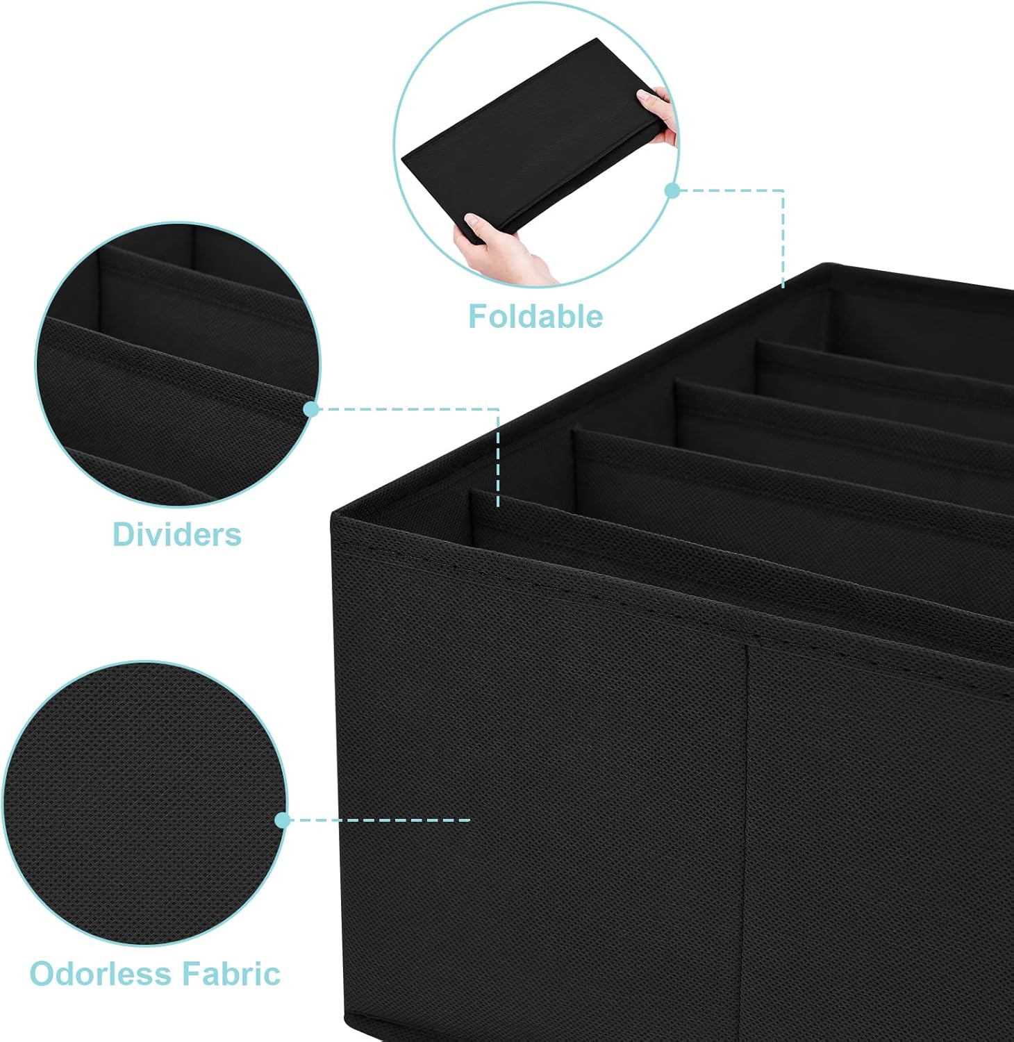 DIMJ Wardrobe Clothes Drawer Organizer for Folded Clothes, Fabric Dress, Clothing, Closet Organizers and Storage Bins for Jeans, Sweater, 2 Packs, Blended