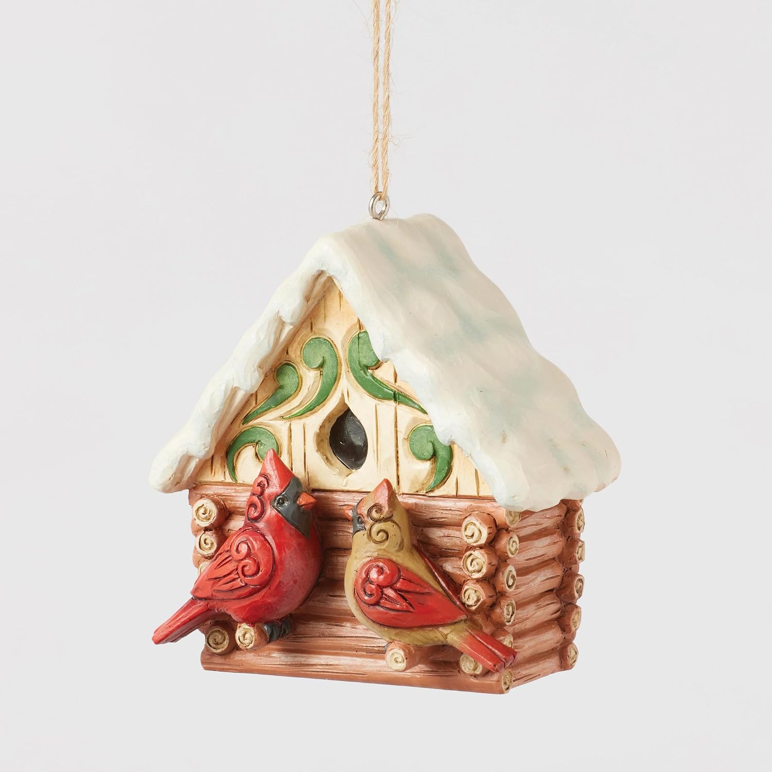 Enesco Jim Shore Heartwood Creek Christmas at the Lodge Birdhouse Cabin Hanging Ornament, 3.15 Inch, Multicolor